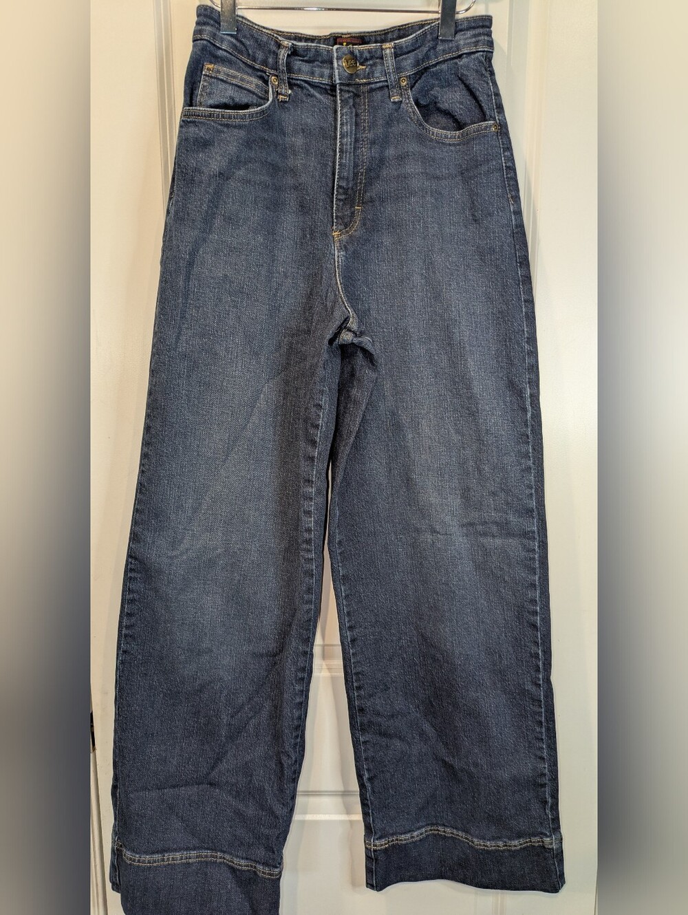 Lee Wide Leg Jeans Womens Size 6 Dark Wash High Rise Trouser Denim Y2K